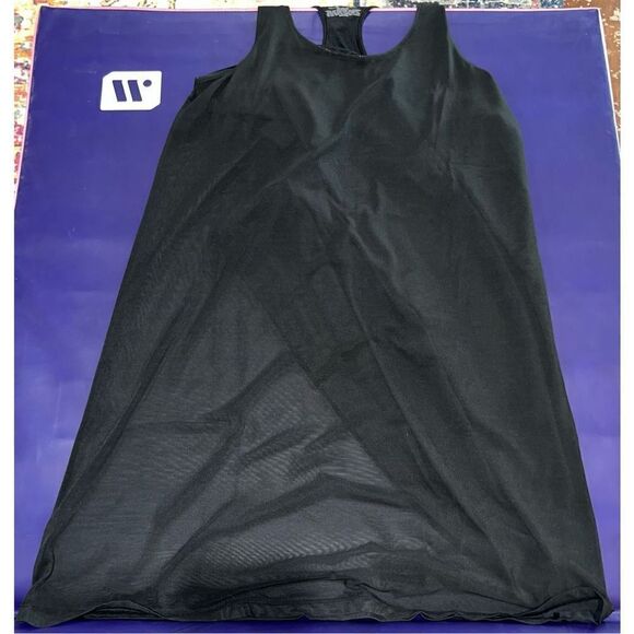 Black Hinata Mesh Overlay RacerBack Tank Dress - Picture 3 of 4